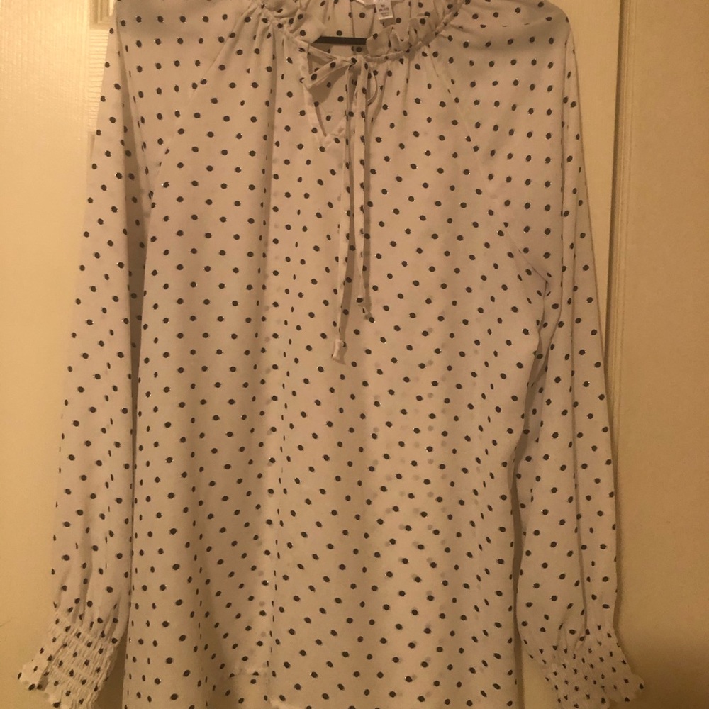 White Blouse with black polka dots